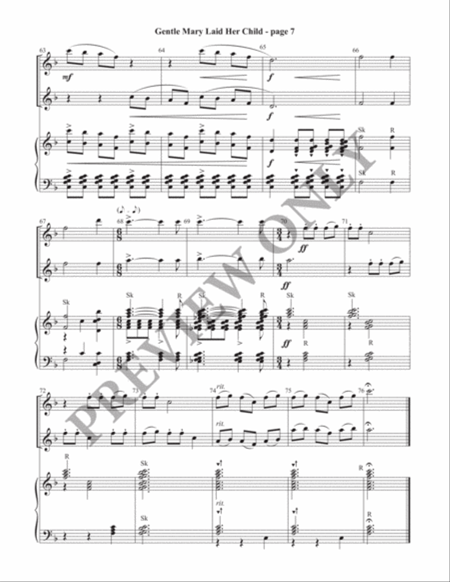 Gentle Mary Laid Her Child Director's Score (Print) Handbell Choir scores gallery preview page 8