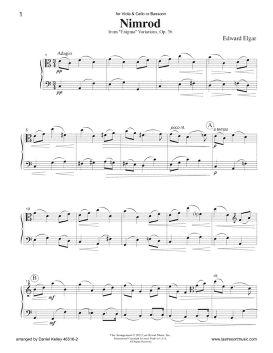 Nimrod from Enigma Variations for Viola & Cello or Bassoon Duet - Music for Two