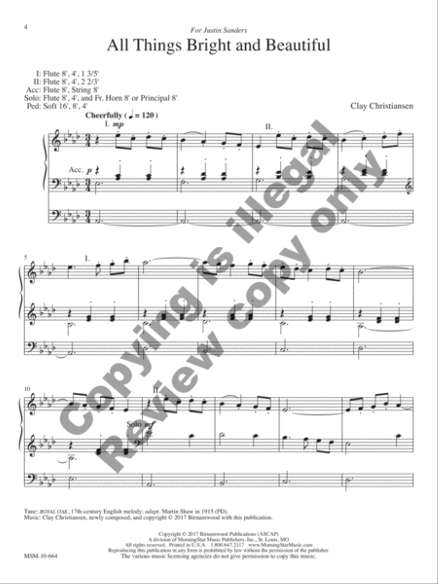 All Things Bright and Beautiful Organ scores gallery preview page 18