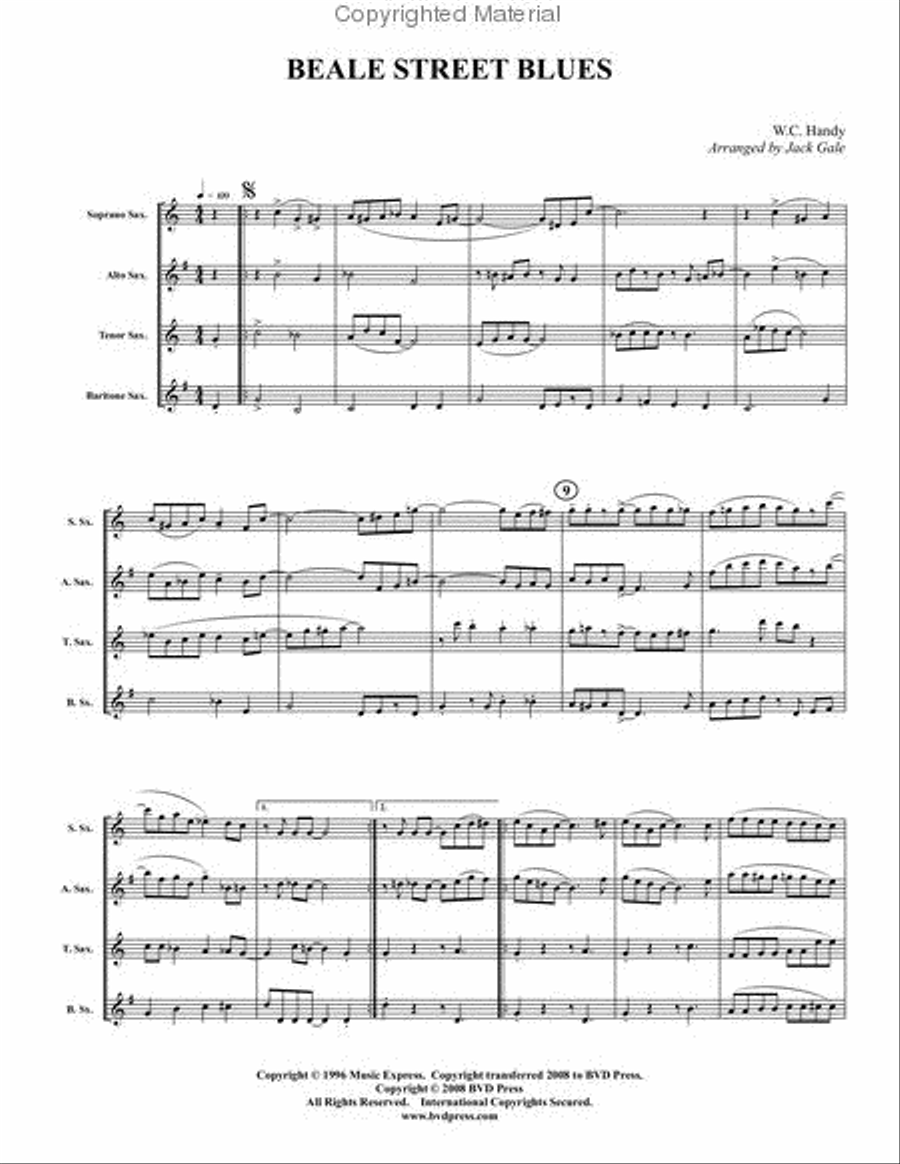 Beale Street Blues Saxophone Quartet scores gallery preview page 2