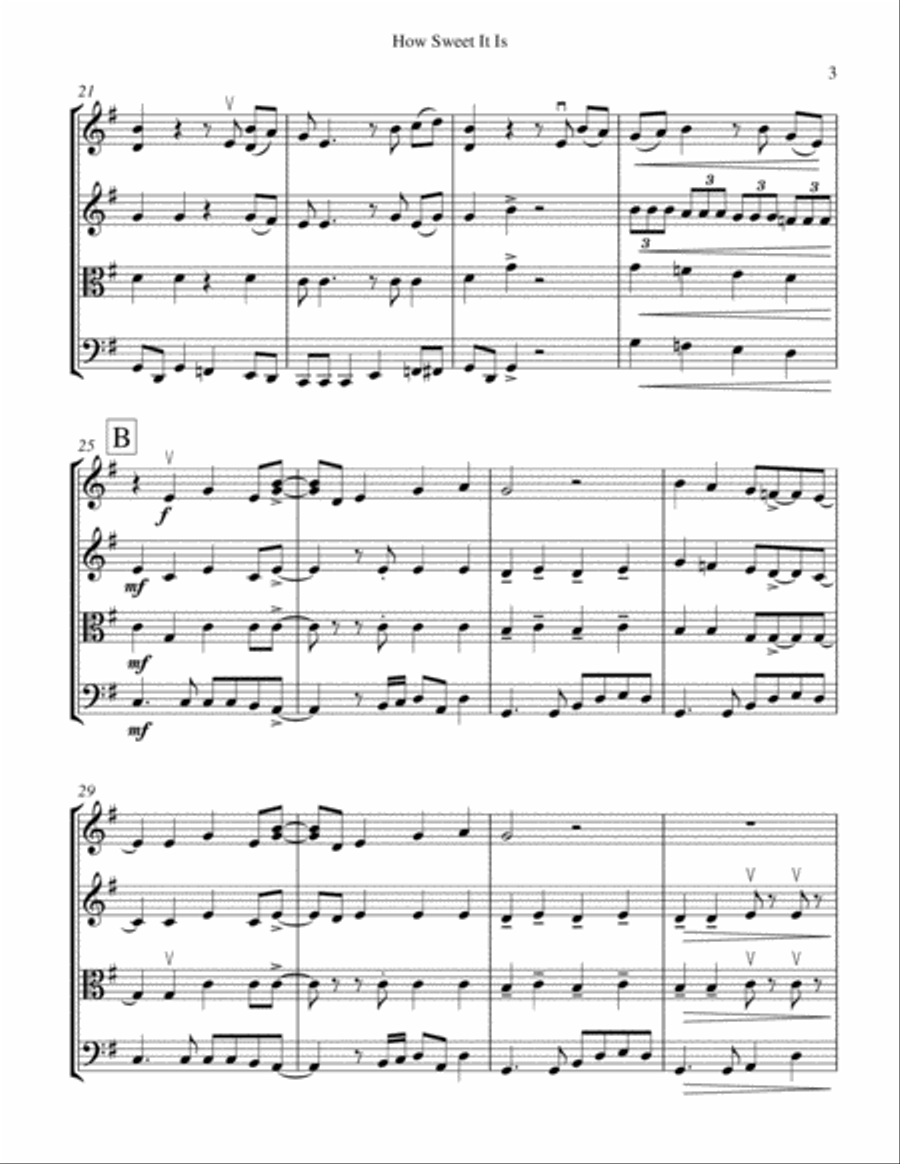 How Sweet It Is (To Be Loved By You) String Quartet scores gallery preview page 4