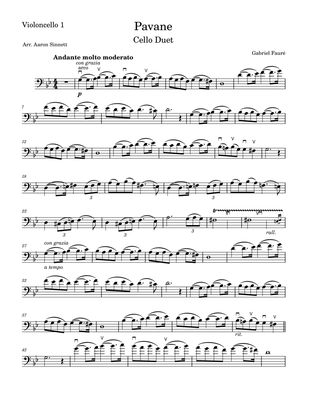 "Pavane" in G minor for Cello Duet