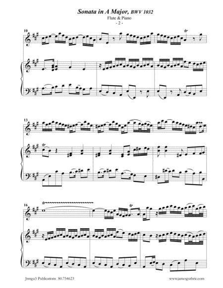 BACH: Sonata BWV 1032 for Flute & Piano image number null