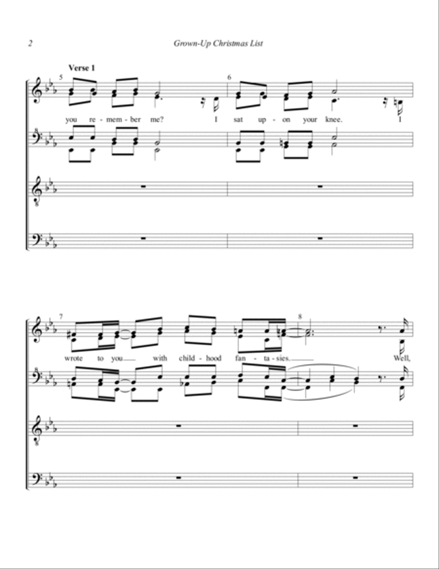 Grown-up Christmas List 4-Part scores gallery preview page 2