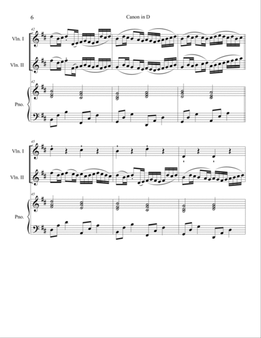 Canon in D for 2 Violins and Piano String Duet scores gallery preview page 6