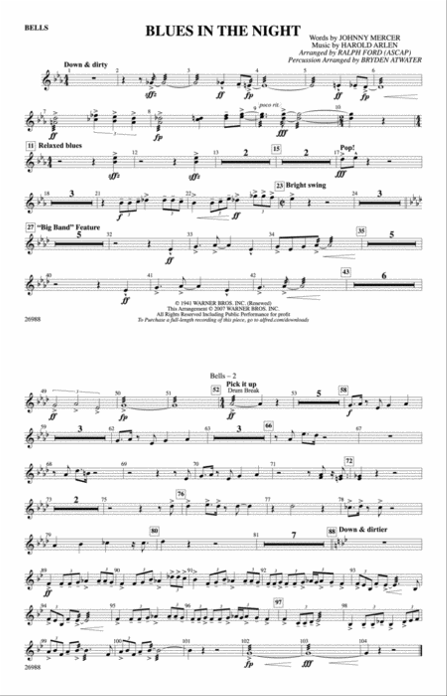Blues in the Night: Bells Marching Band scores gallery preview page 1