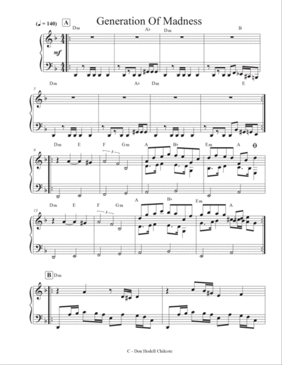 Generation of Madness Generation of Madness Piano, Vocal, Guitar scores gallery preview page 2