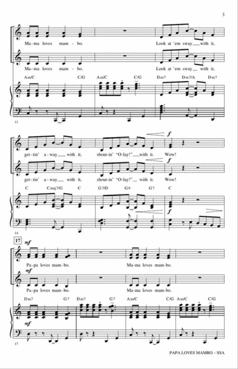 Papa Loves Mambo SSA scores gallery preview page 4