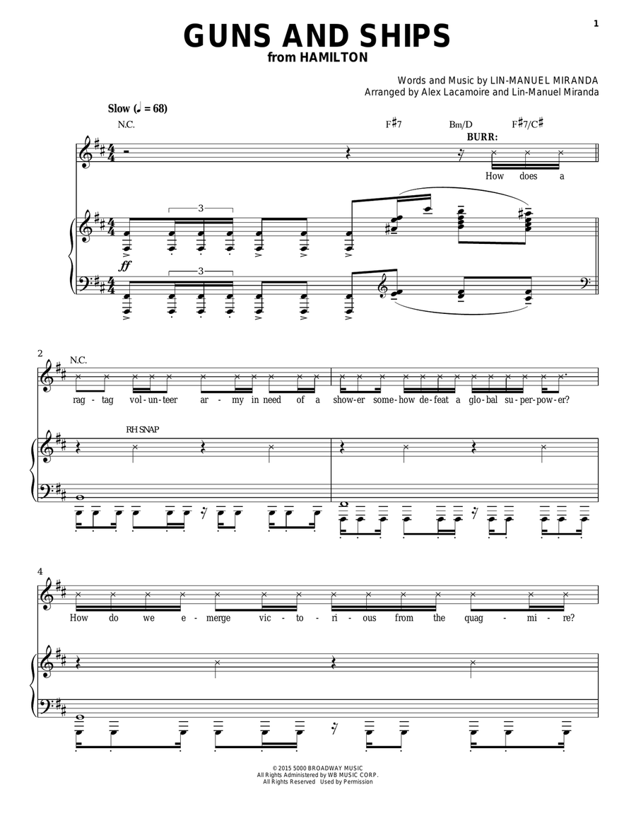 Guns And Ships (from Hamilton) Voice scores gallery preview page 1