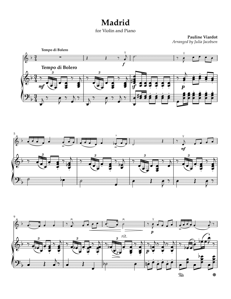 Madrid for Violin and Piano Chamber Music scores gallery preview page 1