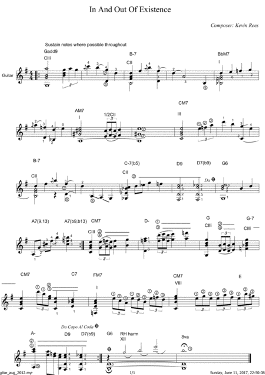 In And Out Of Existence Guitar Solo scores gallery preview page 1
