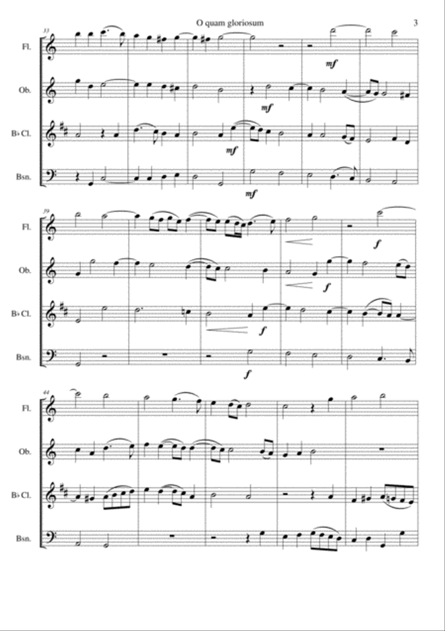 O quam gloriosum (Oh how glorious) for wind quartet O quam gloriosum (Oh how glorious) for wind quartet Woodwind Quartet scores gallery preview page 3
