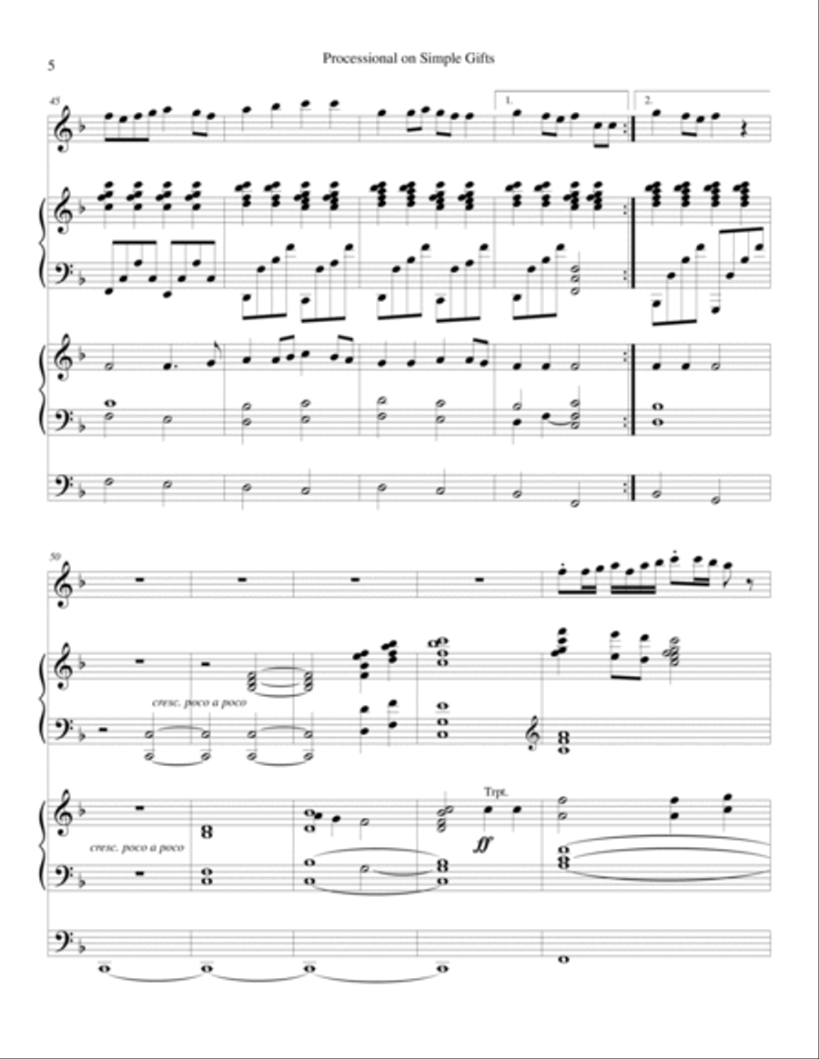 Processional on 'Simple Gifts' Woodwind Duet scores gallery preview page 5