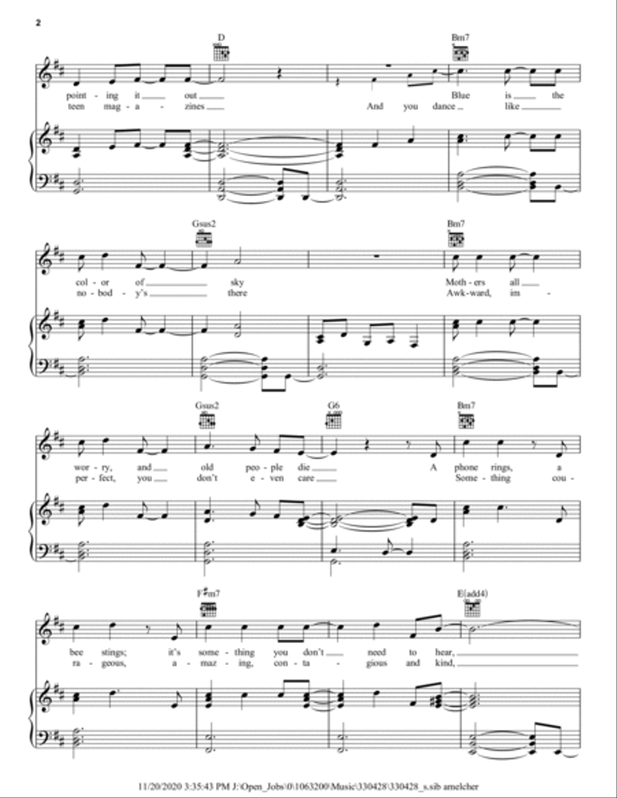 Obvious (from Dear Evan Hansen) Piano, Vocal, Guitar scores gallery preview page 2