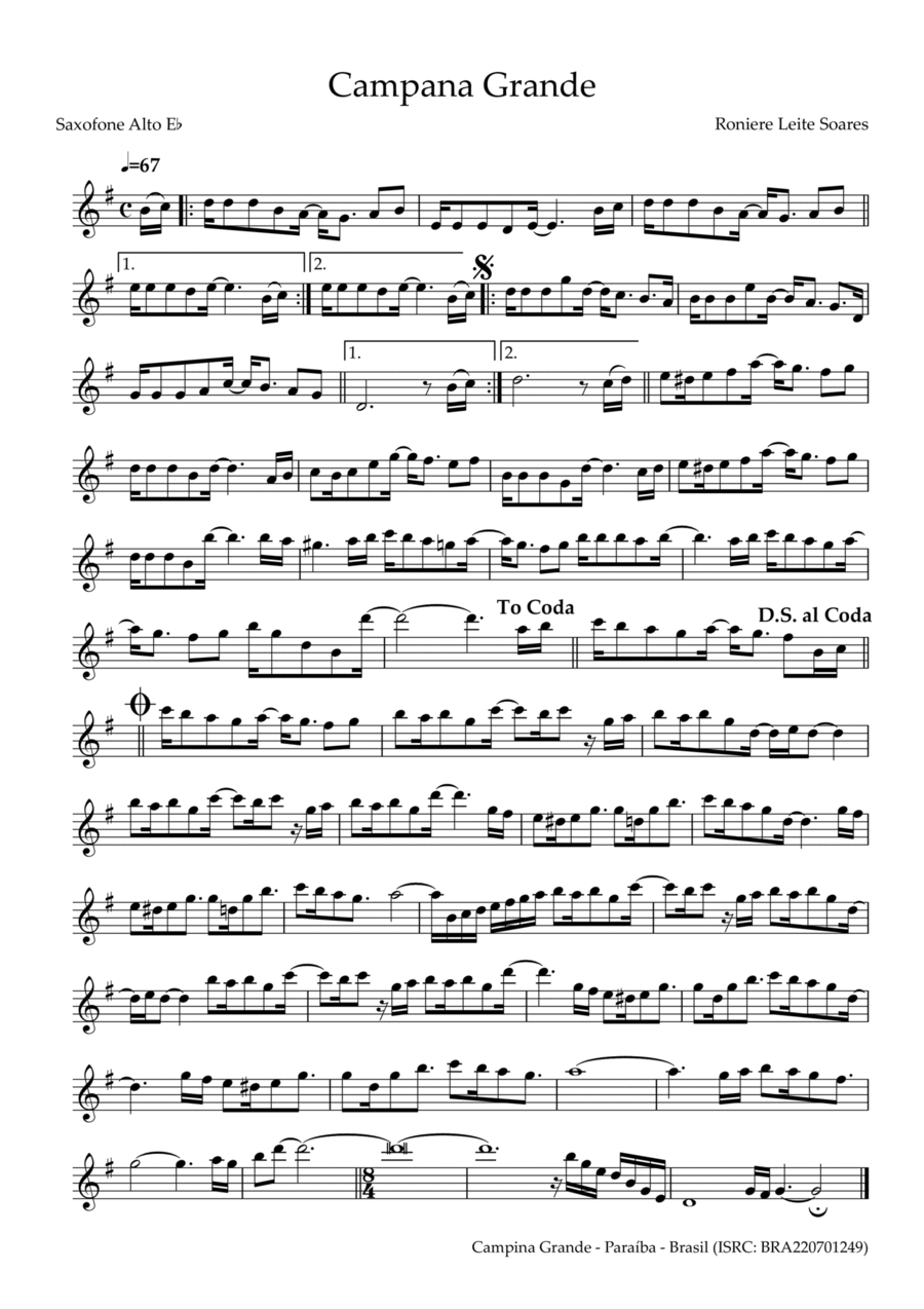 Campana Grande Alto Saxophone scores gallery preview page 1