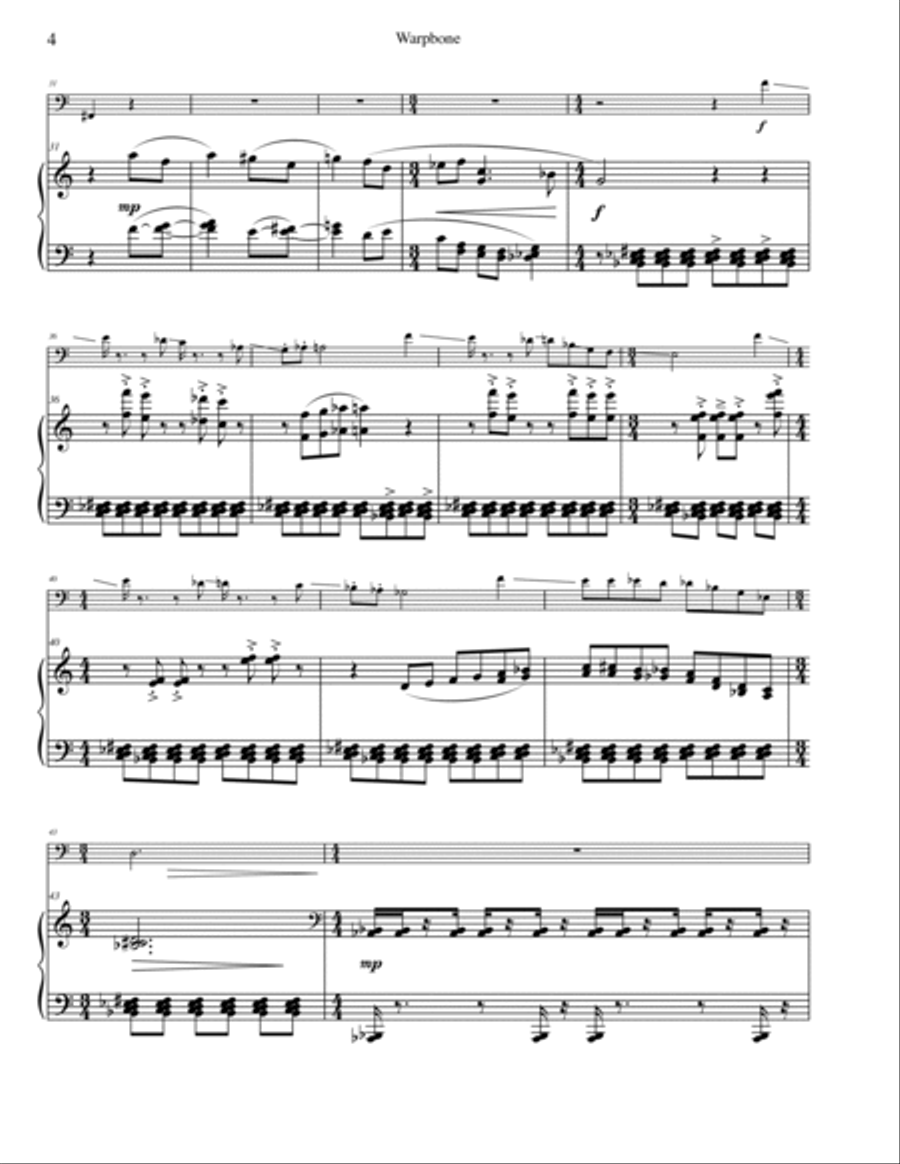 Warpbone (for trombone and piano) Trombone Duet scores gallery preview page 4