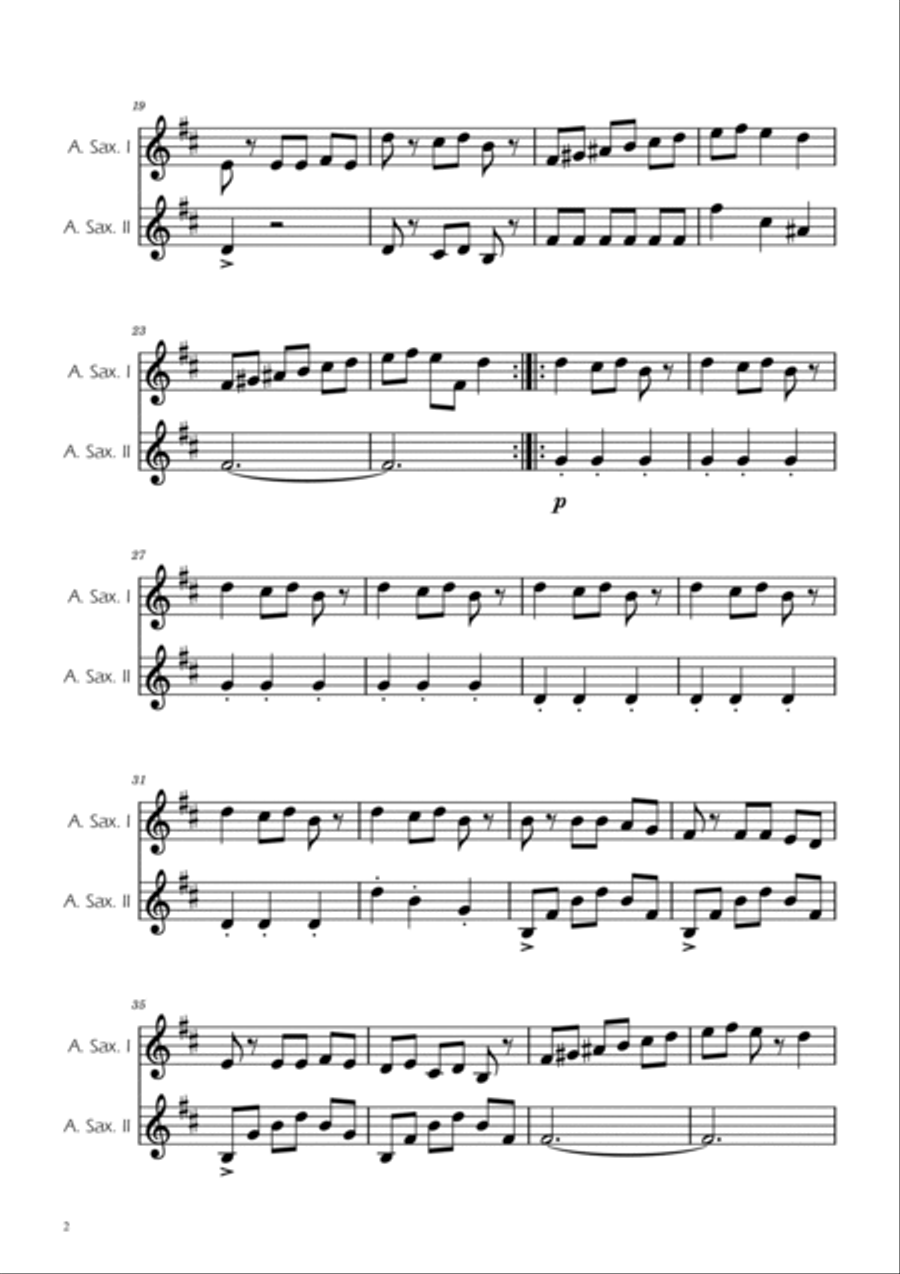 Carol of the Bells - Alto Sax Duet Woodwind Duet scores gallery preview page 2