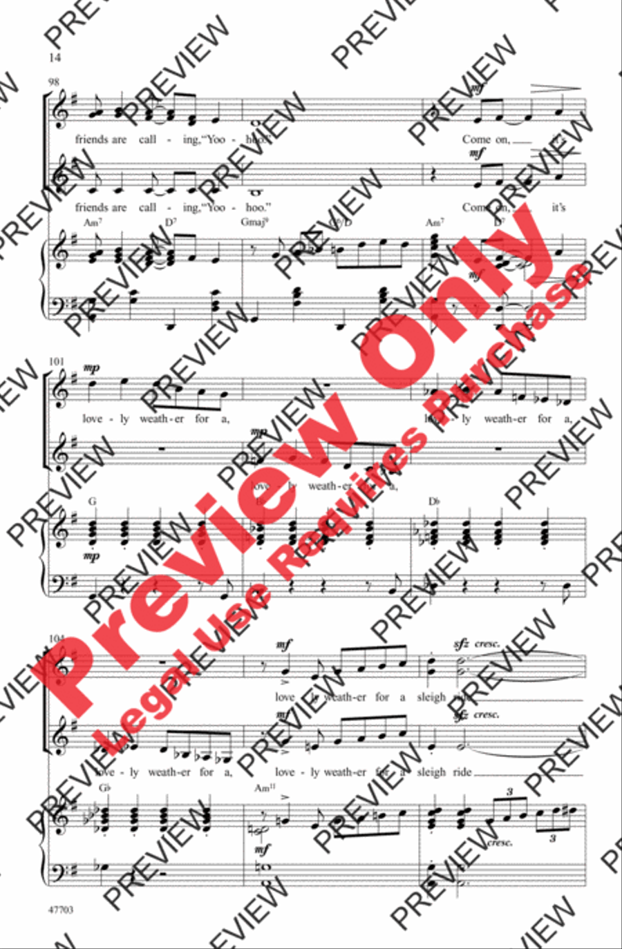 Sleigh Ride Women's Choir scores gallery preview page 14