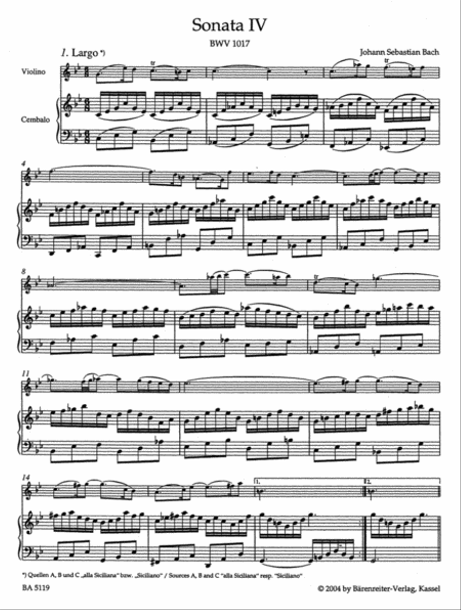 Six Sonatas for Violin and Harpsichord obbligato BWV 1017-1019 Cello scores gallery preview page 2