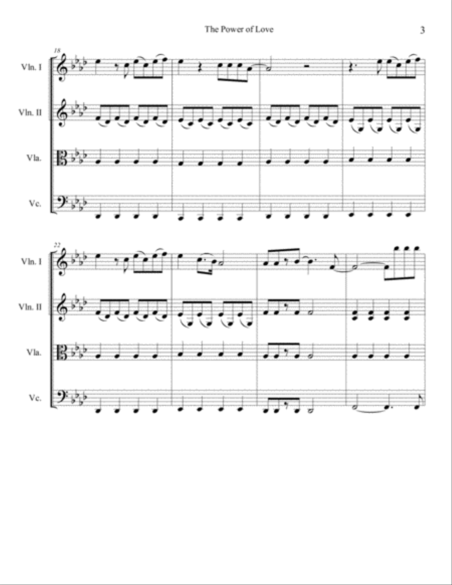 The Power Of Love The Power Of Love String Quartet scores gallery preview page 3