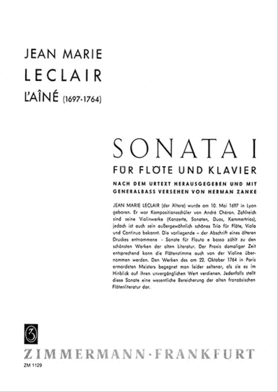 Sonata I E minor Sonata I E minor Chamber Music scores gallery preview page 1