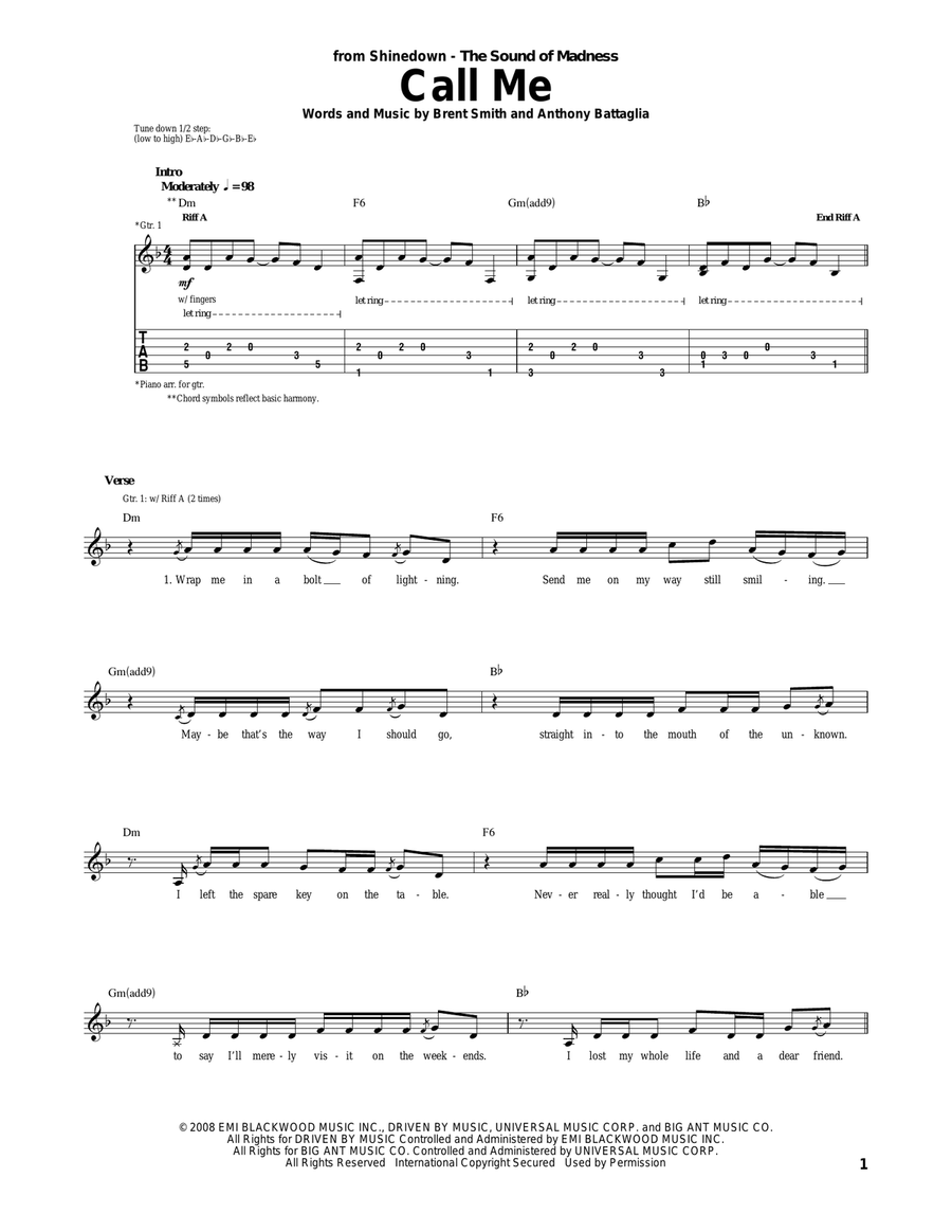 Call Me Acoustic Guitar scores gallery preview page 1