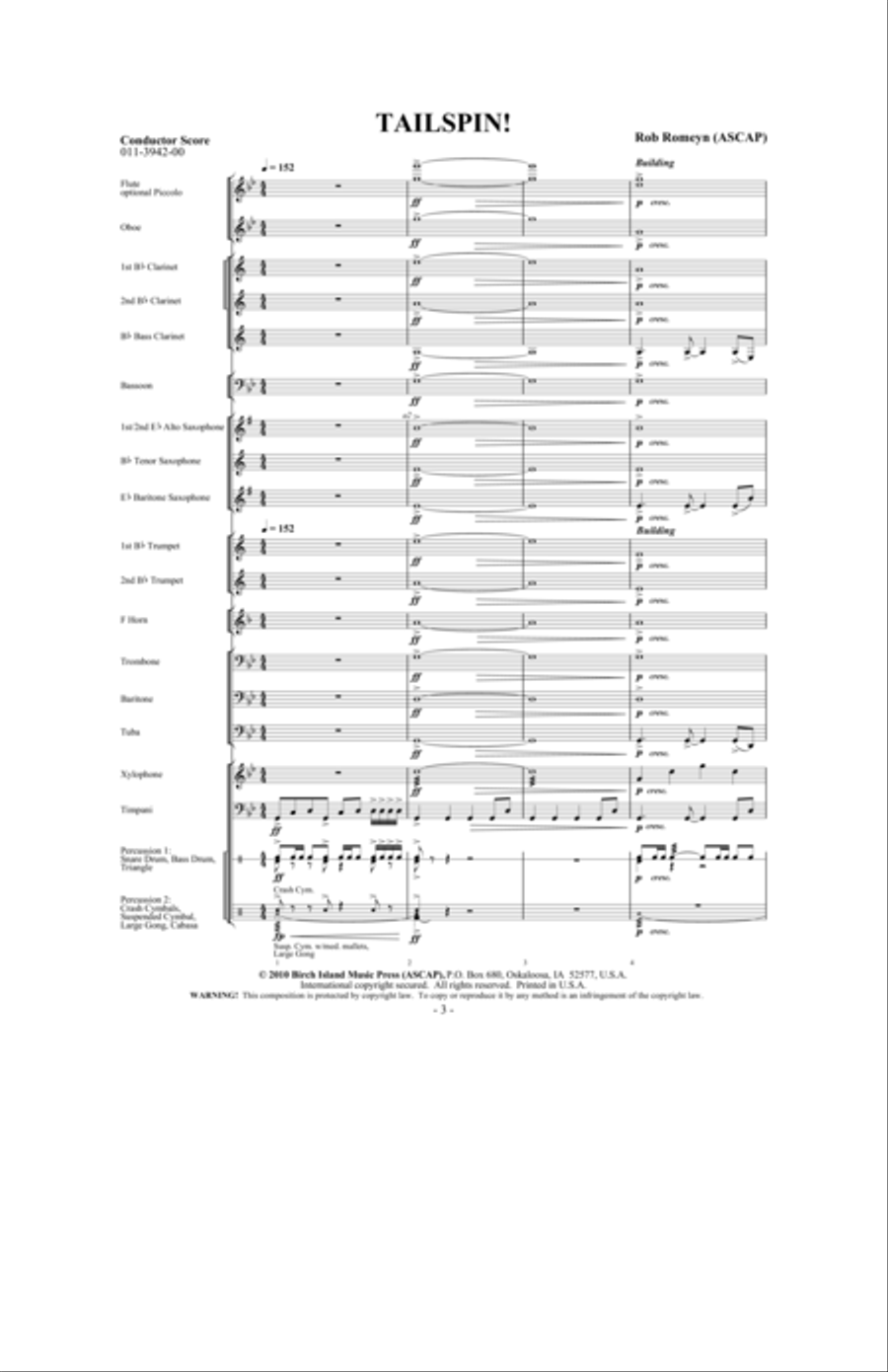 Tailspin! Tailspin! Concert Band scores gallery preview page 2