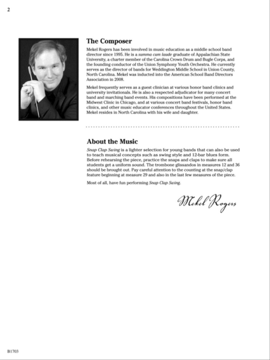 Snap Clap Swing Score Concert Band Digital Sheet Music Sheet