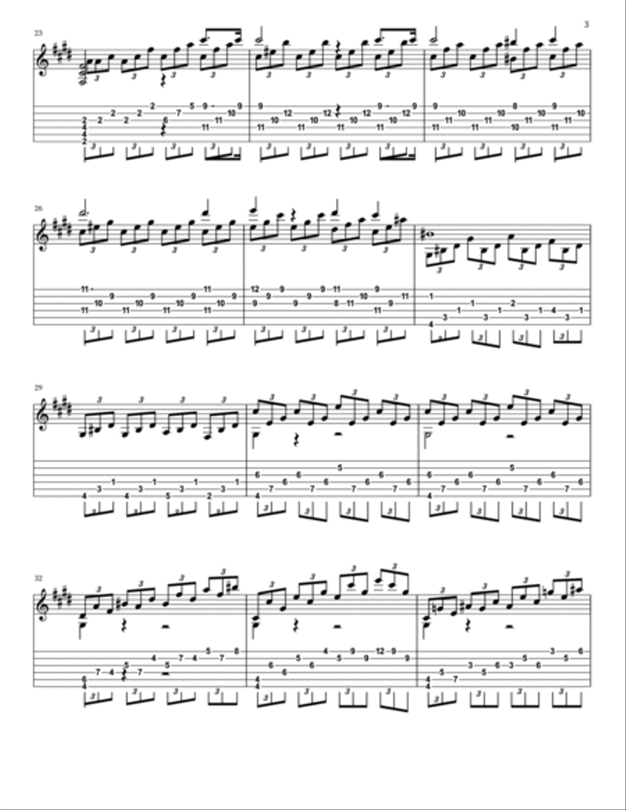 Moonlight Sonata - Classical Guitar Acoustic Guitar scores gallery preview page 3