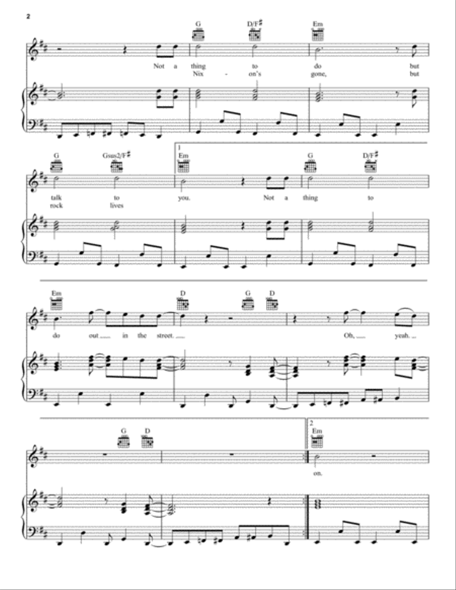 In The Street (Theme from That 70s Show) Piano, Vocal, Guitar scores gallery preview page 2