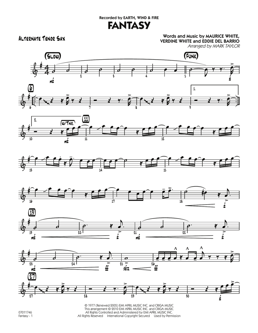 Fantasy - Alternate Tenor Sax Jazz Ensemble scores gallery preview page 1