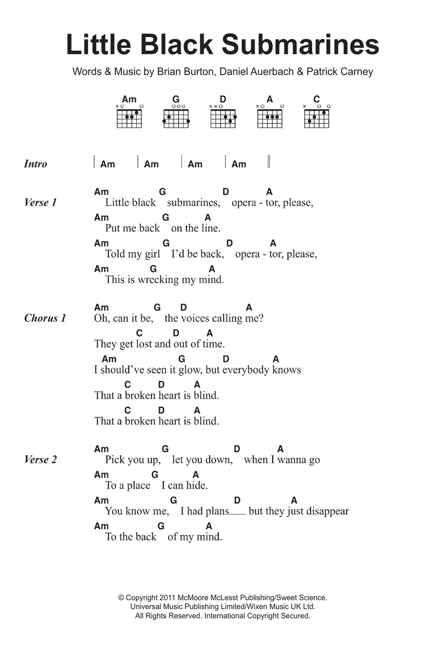 Little Black Submarines Guitar scores gallery preview page 1