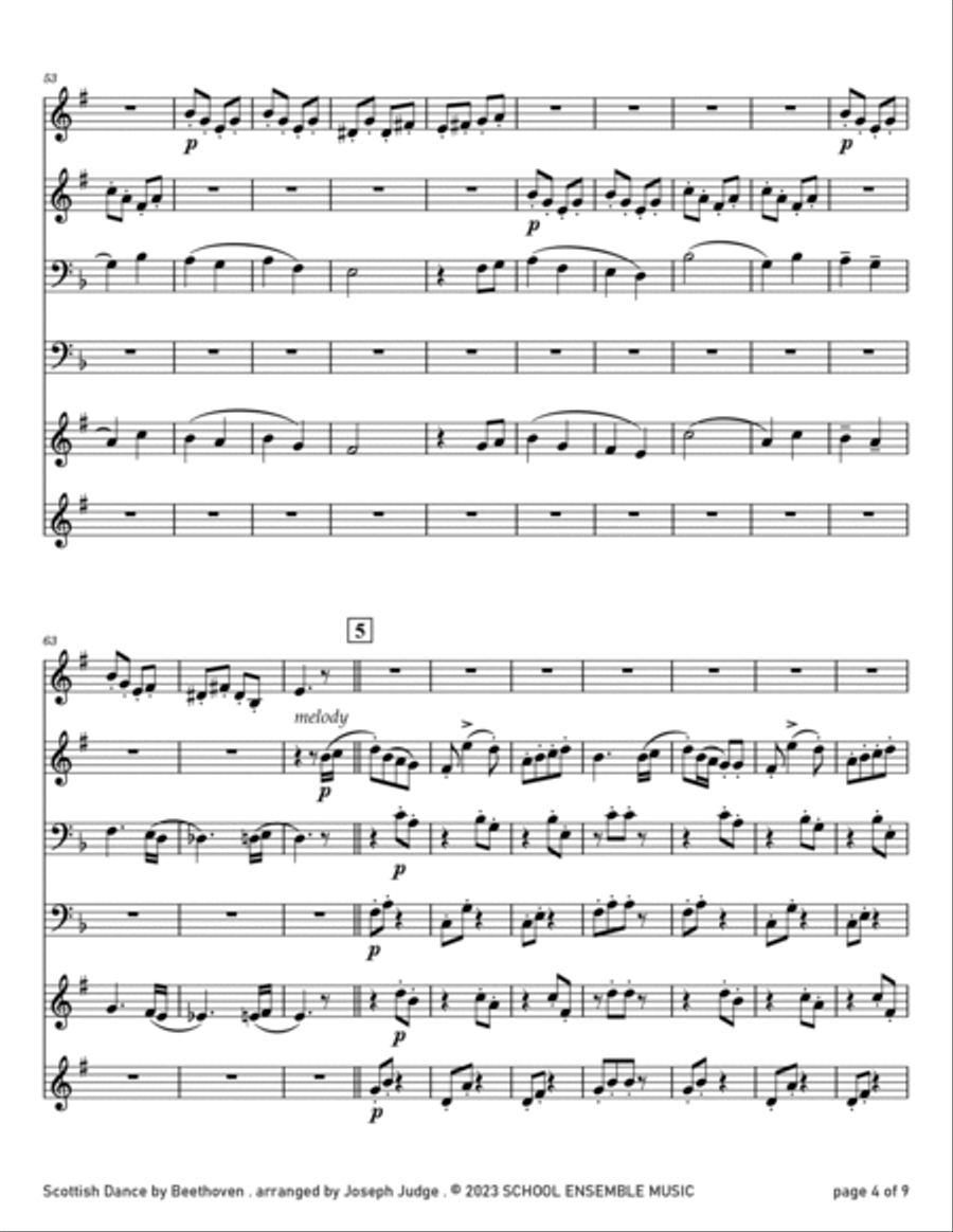Scottish Dance by Beethoven for Brass Quartet in Schools Brass Quartet scores gallery preview page 4