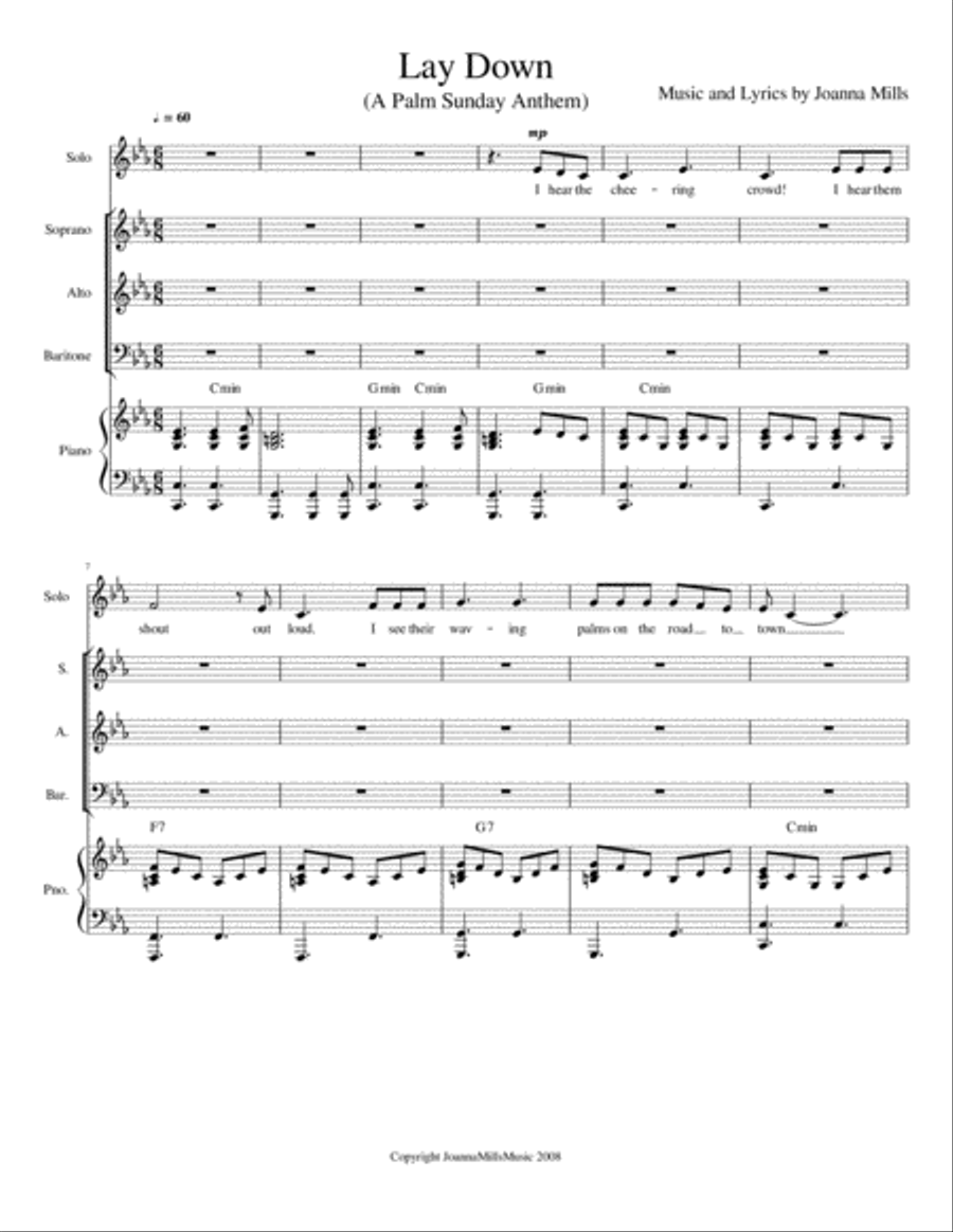 Lay Down (A Palm Sunday Anthem) 3-Part scores gallery preview page 1