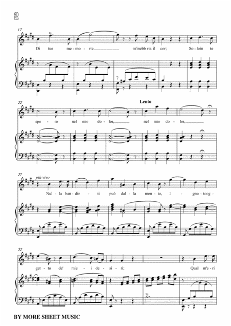 Bellini-Sogno d'infanzia in E Major,for Voice and Piano Voice Solo scores gallery preview page 4