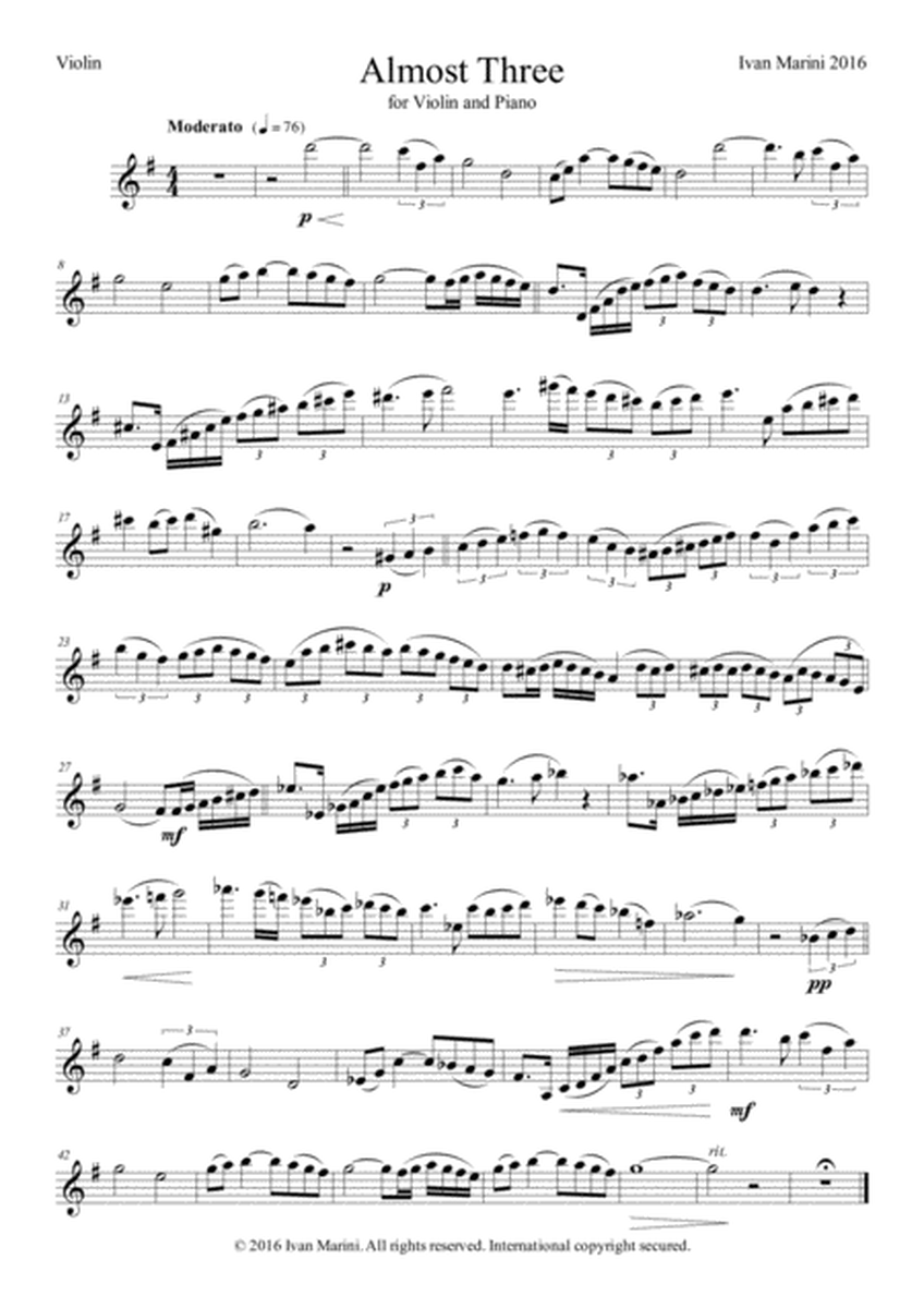 ALMOST THREE - for Violin and Piano image number null