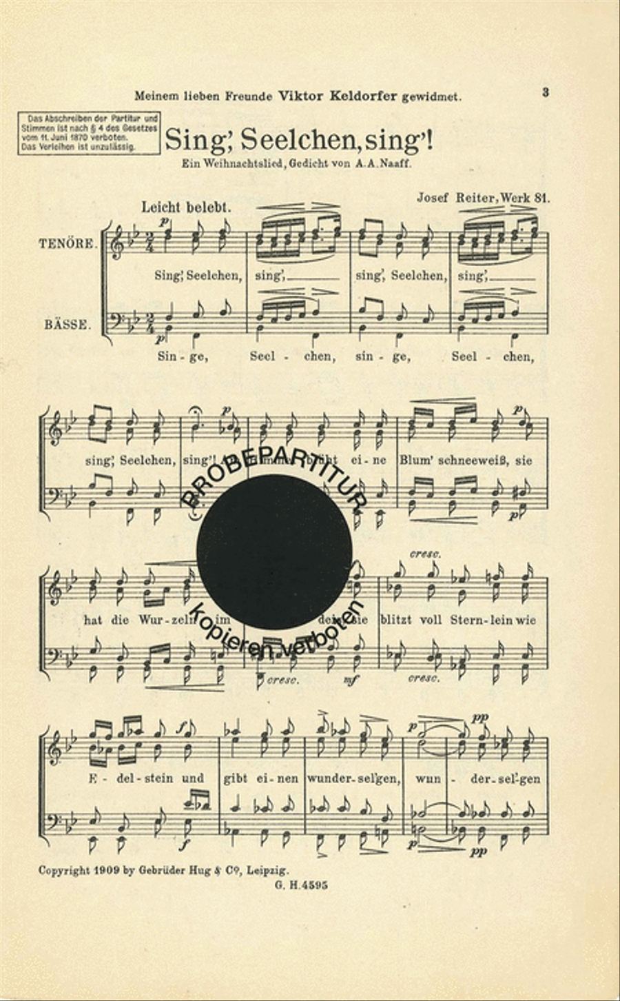 Sing Seelchen sing Men's Choir scores gallery preview page 1