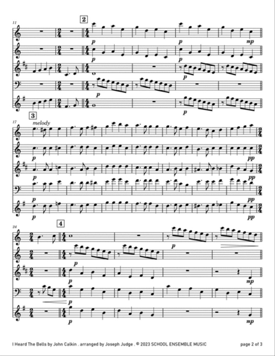 I Heard The Bells for Woodwind Quartet in Schools Woodwind Quartet scores gallery preview page 2