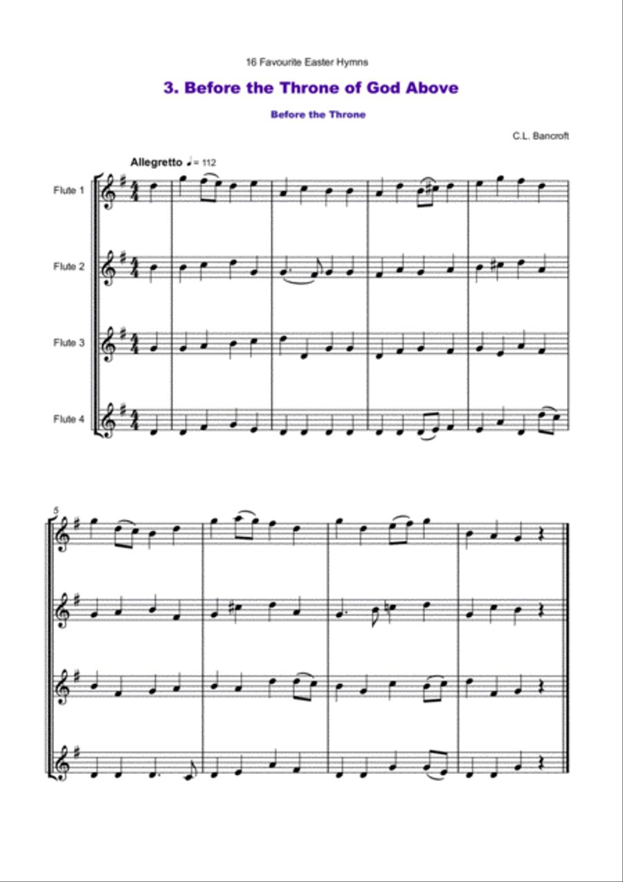 16 Favourite Easter Hymns for Flute Quartet Flute Quartet scores gallery preview page 6
