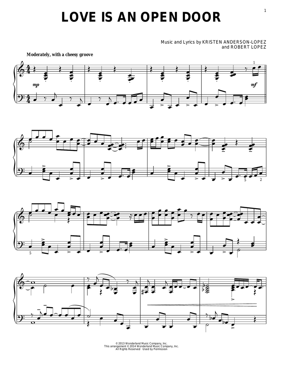 Love Is An Open Door (from Frozen) Piano Solo scores gallery preview page 1