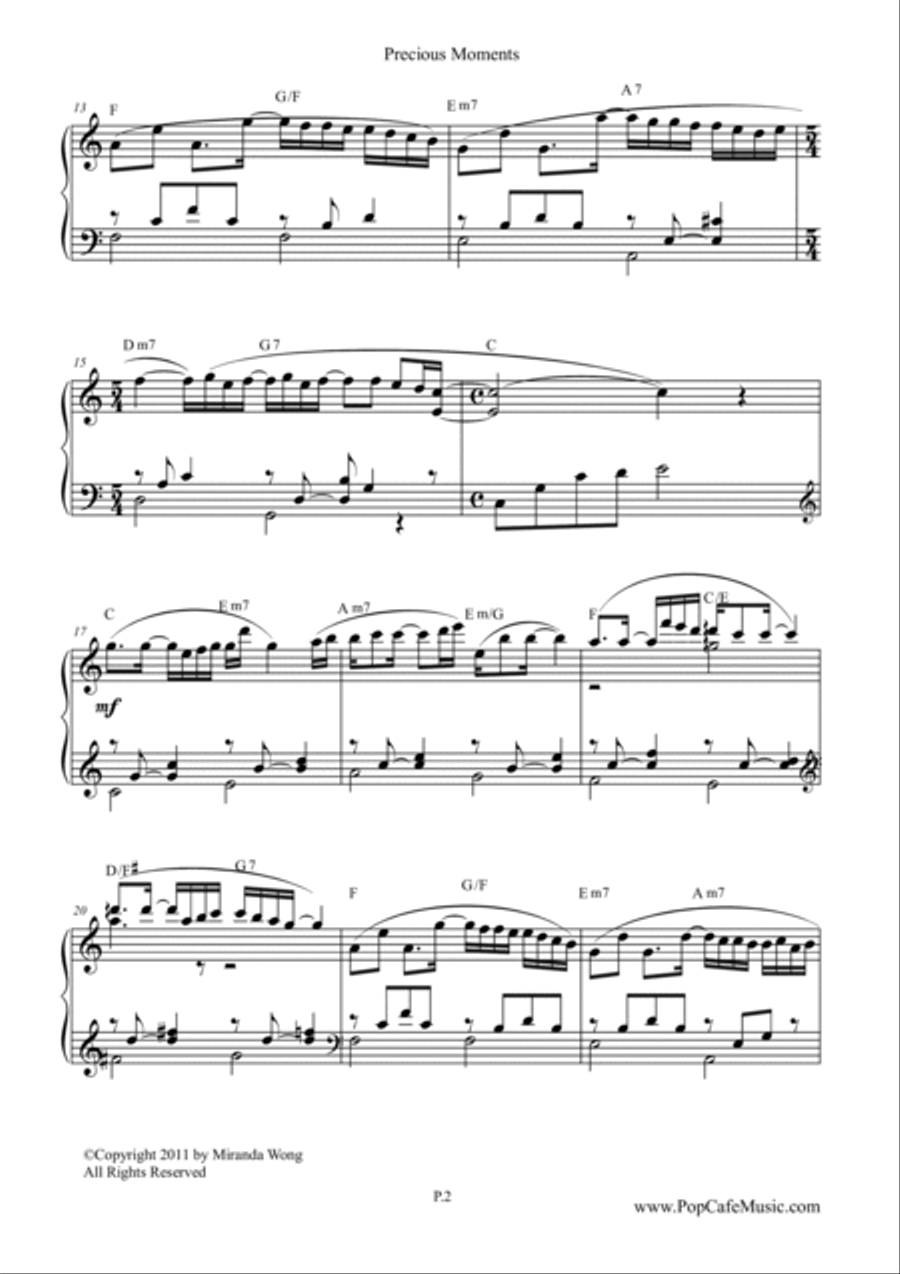 Precious Moments in C Key - Wedding Piano Music Precious Moments in C Key - Wedding Piano Music 4-Part scores gallery preview page 3