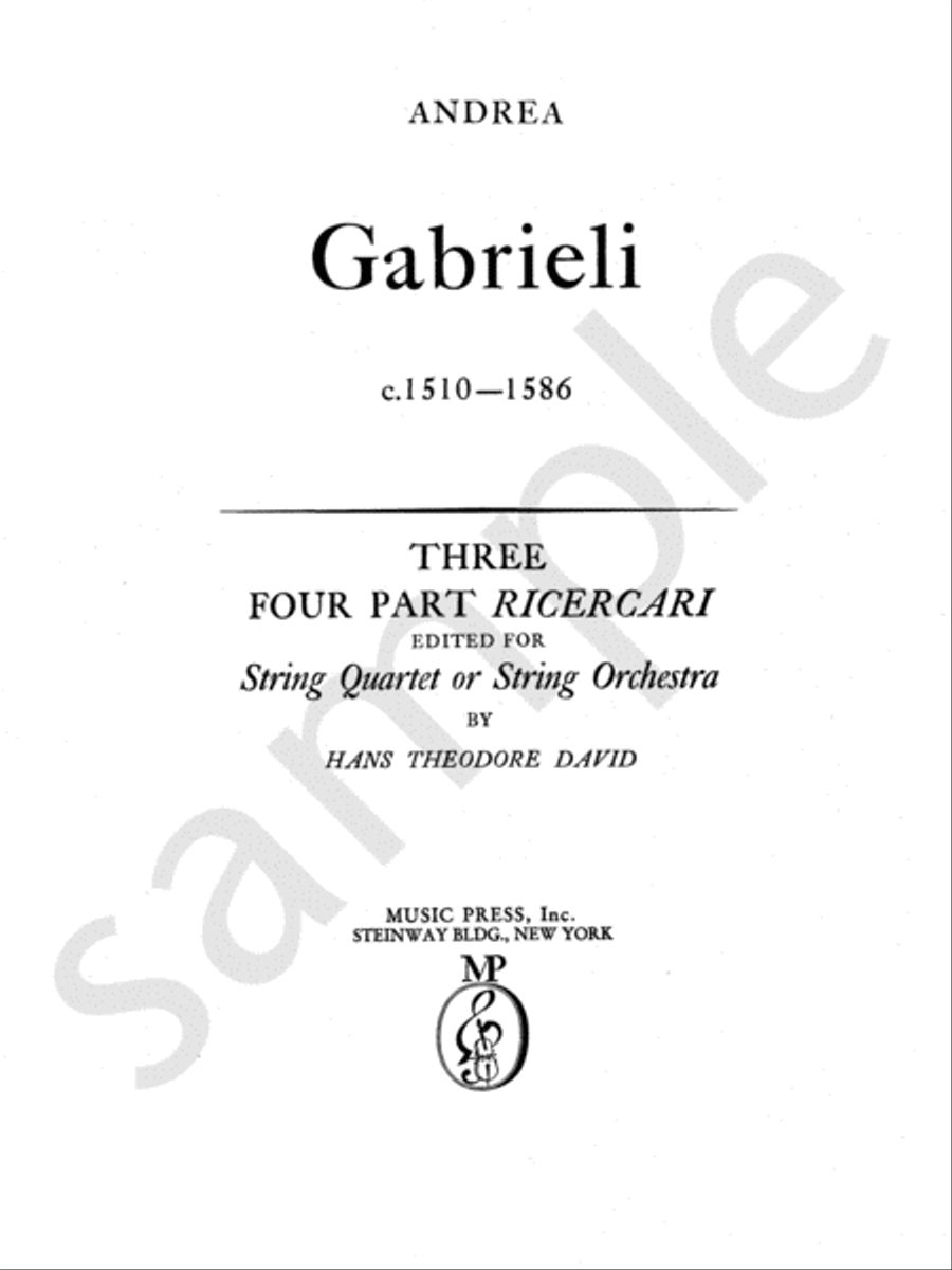 Three Four-part Ricercari 4-Part scores gallery preview page 2