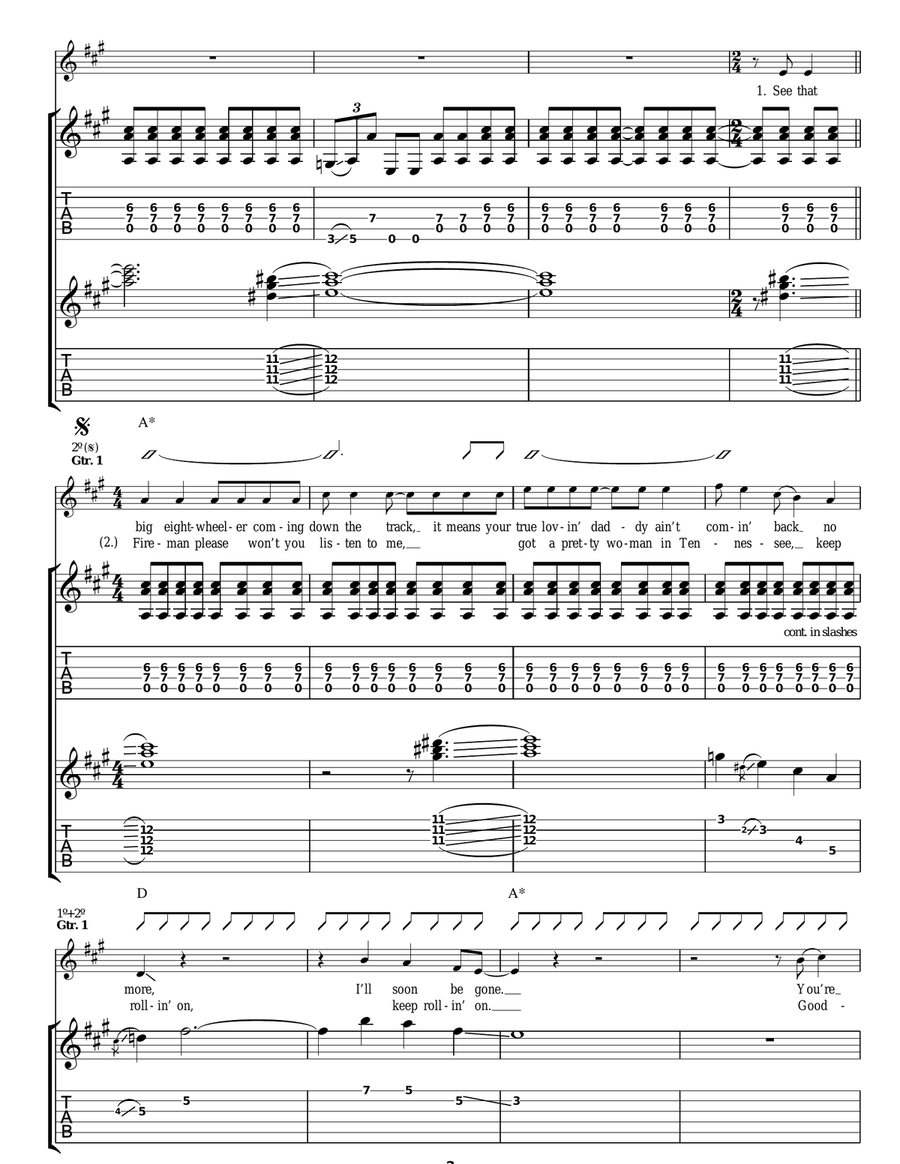 I'm Moving On Guitar Tablature scores gallery preview page 2