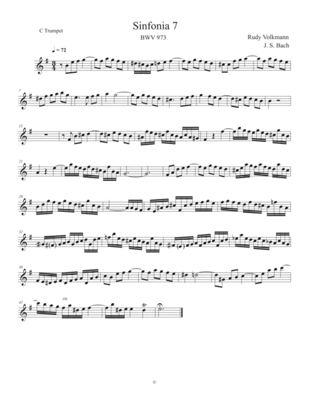 Sinfonia 7, J. S. Bach, adapted for C trumpet, Trombone, and Tuba image number null
