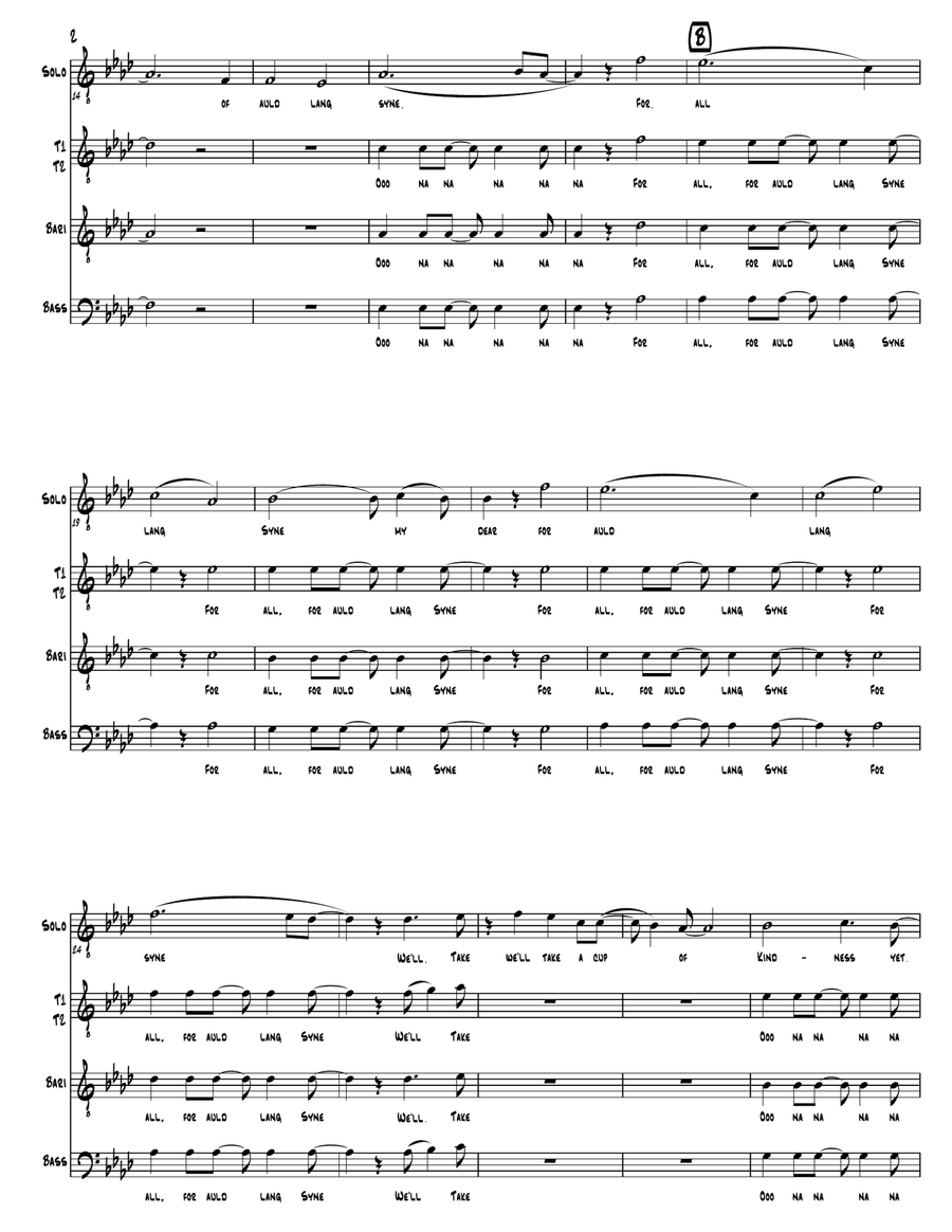Auld Lang Syne (as performed by Straight No Chaser) - TTBB TTBB scores gallery preview page 3