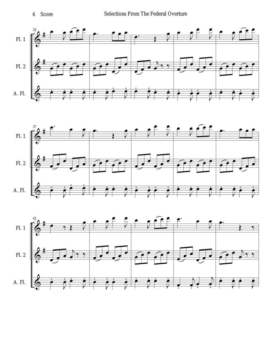 1794! Federal Overture for Flute Trio Flute Trio scores gallery preview page 4