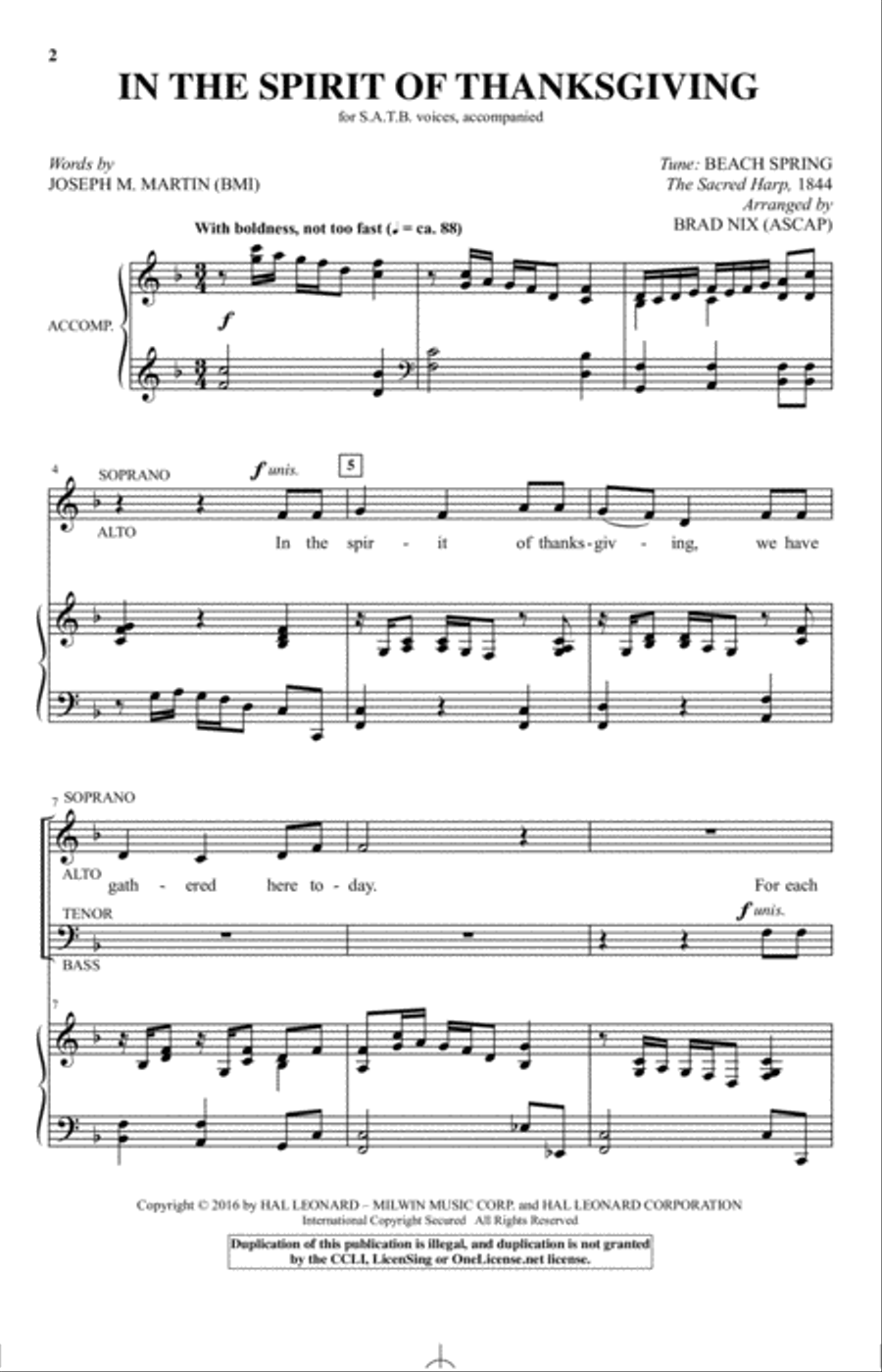 In The Spirit Of Thanksgiving 4-Part scores gallery preview page 1