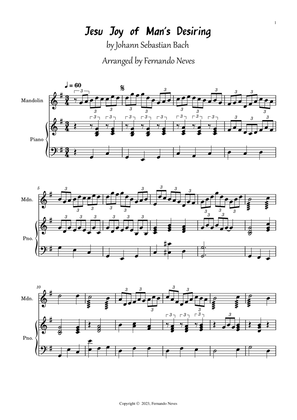 Jesu, Joy of Man's desiring for Mandolim ( Tablature & Score)
