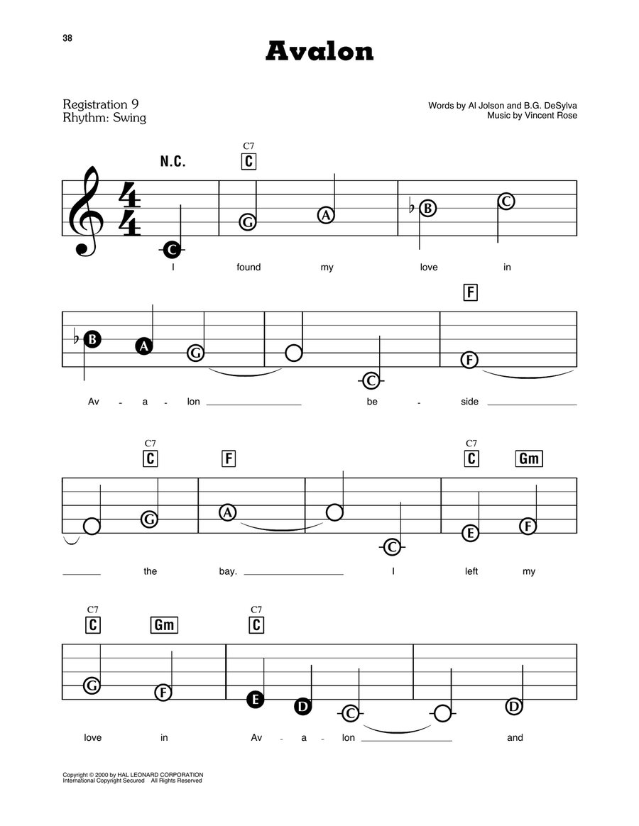 Avalon Electronic Keyboard scores gallery preview page 1