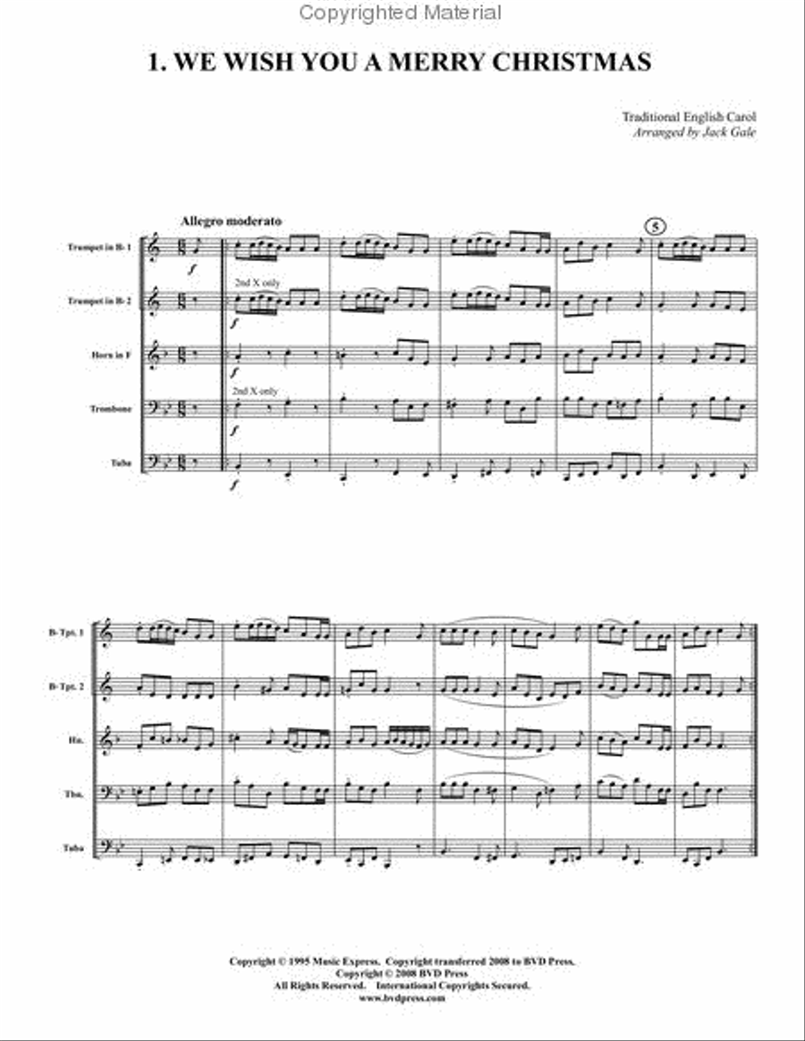 Twelve Christmas Carols Brass Quintet scores gallery preview page 2